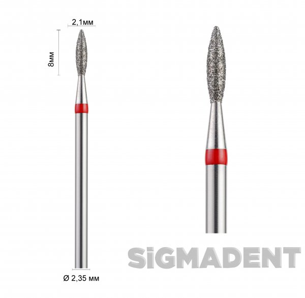 Фреза алмазна 243 (Полум'я гостре коротке) розмір 021 (1шт) ASF
