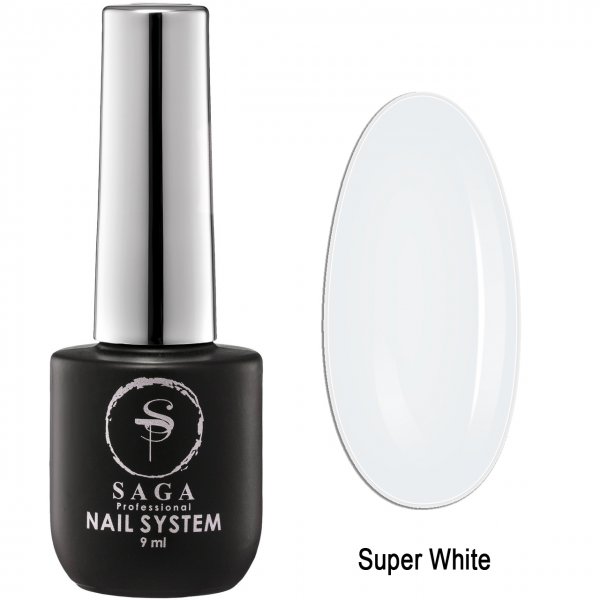 Гель-лак SAGA для ногтей Super White, Білий, 10мл
