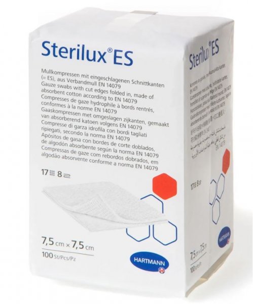 Марлеві серветки Sterilux® ES, 7,5см*7,5см, нестерильні, 100шт/уп - фотография товара. Купить с доставкой в интернет магазине Nailmag 