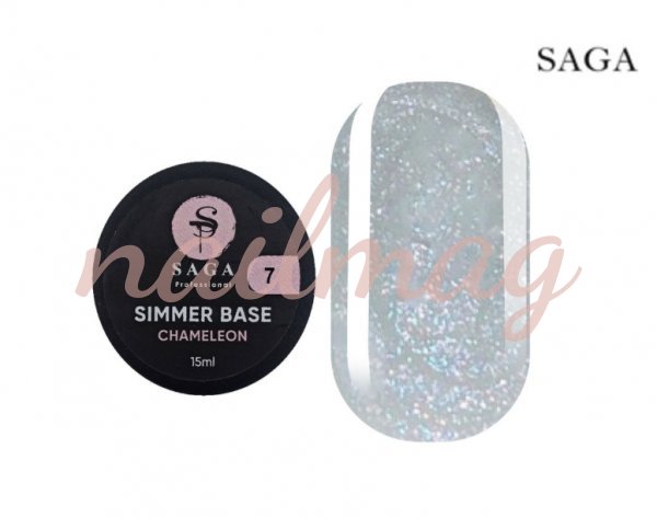 Базове покриття Saga Shimmer Chameleon Base №07 (Білий), 15 мл - фотография товара. Купить с доставкой в интернет магазине Nailmag 