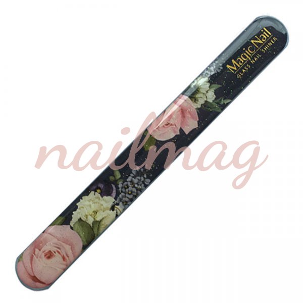 Cтеклянная пилочка MagicNail /F-03/ Розы на черном - фотография товара. Купить с доставкой в интернет магазине Nailmag 