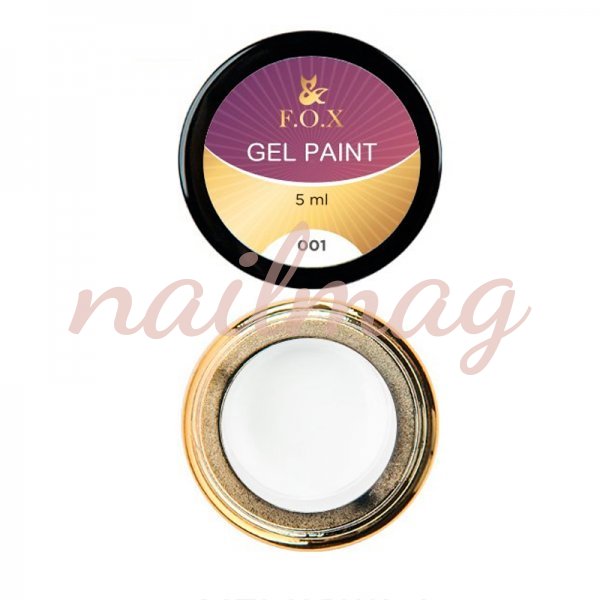 Гель-краска Gel paint FOX №1 (белая), 5мл - фотография товара. Купить с доставкой в интернет магазине Nailmag 