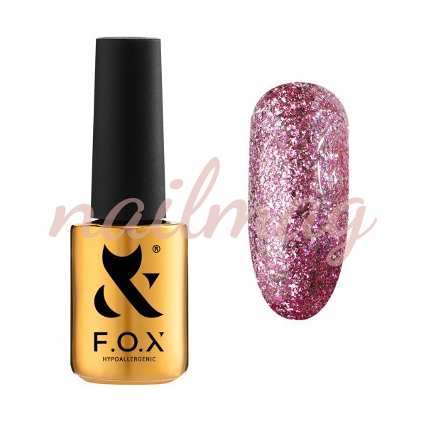 Гель-лак FOX для ногтей Hangover №003, Темно-розовый глиттер, 7мл