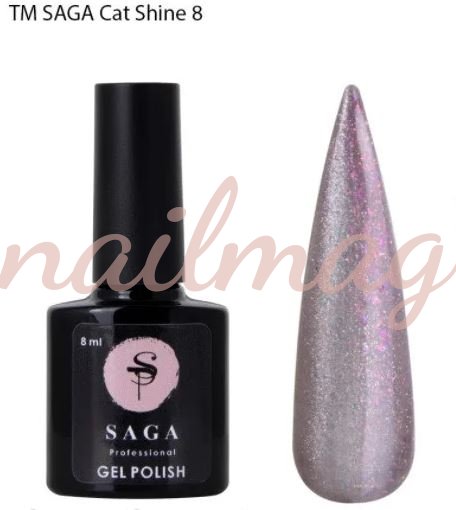 Гель-лак SAGA для ногтей Cat Shine №008, Темно-розовый, 8мл - фотография товара. Купить с доставкой в интернет магазине Nailmag 