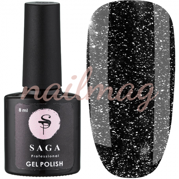 Гель-лак SAGA для ногтей Fiery №02, Чорний, 8мл - фотография товара. Купить с доставкой в интернет магазине Nailmag 