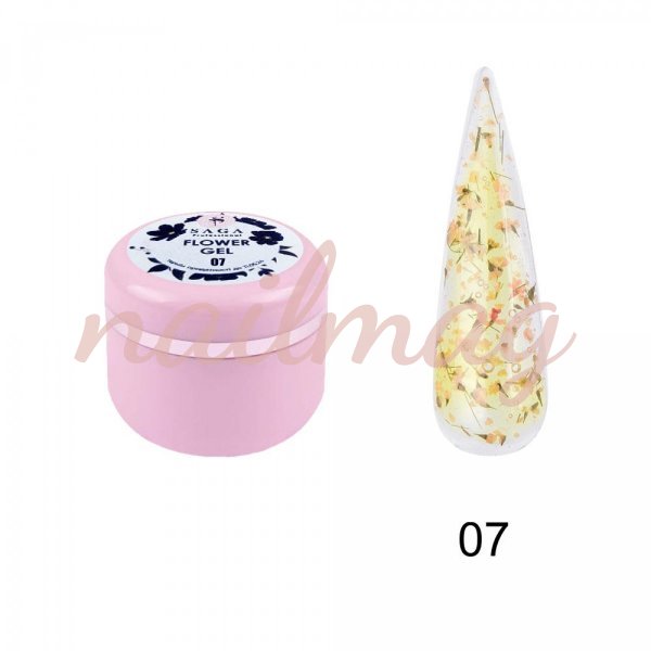 Гель-лак SAGA для нігтів Flower Gel з квітами №7, 5г - фотография товара. Купить с доставкой в интернет магазине Nailmag 
