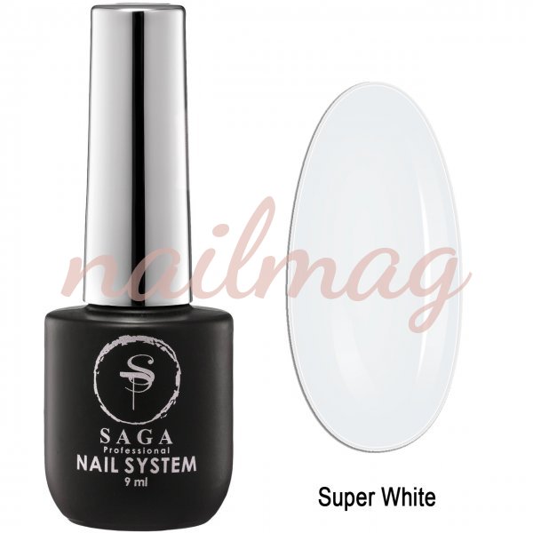 Гель-лак SAGA для ногтей Super White, Білий, 9мл