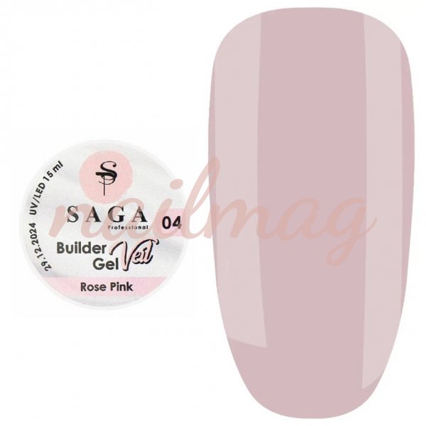 Гель моделюючий Saga Builder Gel Veil №04 (Ніжно-рожевий), 15 мл - фотография товара. Купить с доставкой в интернет магазине Nailmag 
