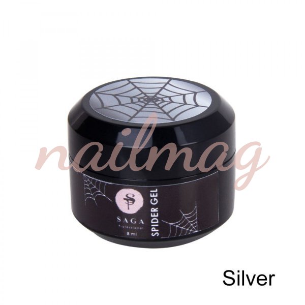Гель-павутинка Saga Professional Spider Silver (срібло), 8мл - фотография товара. Купить с доставкой в интернет магазине Nailmag 