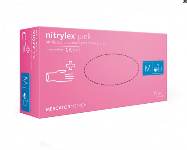 Рукавички нітрилові текстуровані NITRYLEX (50пар/уп), рожеві - фотография товара. Купить с доставкой в интернет магазине Nailmag 