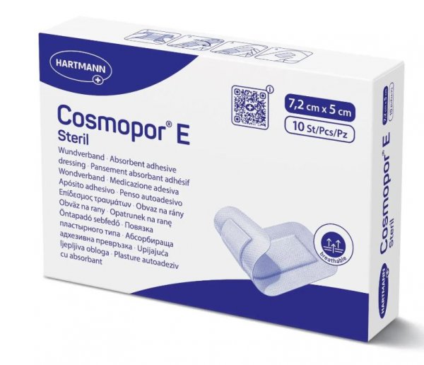 Пов’язка пластирна Cosmopor® E steril / Космопор Е стеріл 7,2см x 5см 10шт